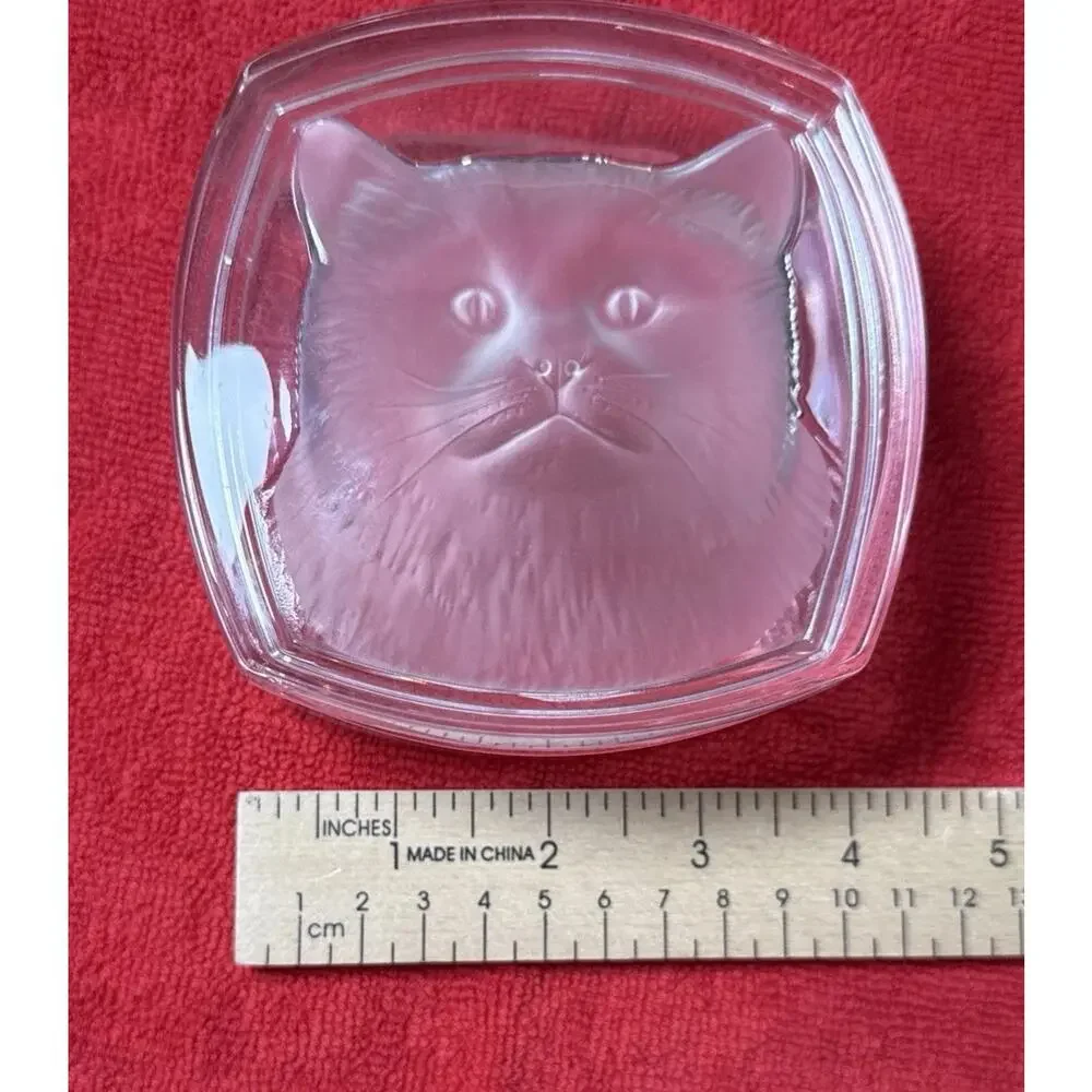 Cat Lead Crystal Trinket Box Frosted Glass Keepsake